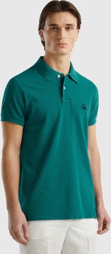 Benetton, Polo Verde Ottanio Slim Fit, Verde Ottanio, Uomo