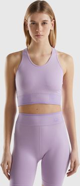 Benetton, Top Crop Sportivo Senza Cuciture, Lilla, Donna