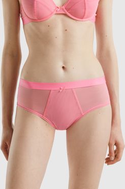 Benetton, Slip A Vita Alta In Retina, Rosa, Donna