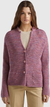 Benetton, Giacca In Maglia 100% Cotone, Rosa, Donna