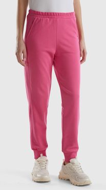 Benetton, Joggers In Felpa, Fucsia, Donna