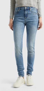 Benetton, Jeans Push Up Skinny Fit, Azzurro, Donna