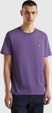 Benetton, T-shirt Basica 100% Cotone Bio, Viola, Uomo