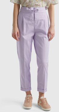 Benetton, Joggers In Cotone Elasticizzato, Lilla, Donna