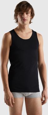 Benetton, Canotta In Cotone Biologico Stretch, Nero, Uomo