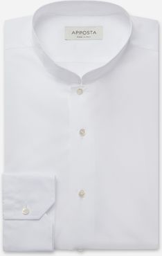 Camicia tinta unita bianco 100% puro cotone twill, collo stile collo alla coreana aperto