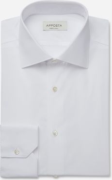 Camicia tinta unita bianco 100% puro cotone popeline giza 87, collo stile collo semifrancese