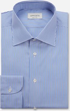 Camicia righe azzurro 100% puro cotone twill doppio ritorto, collo stile collo semifrancese