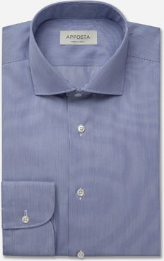 Camicia millerighe blu 100% cotone wrinkle free twill doppio ritorto, collo stile collo francese basso