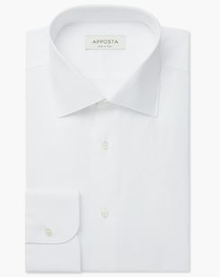 Camicia tinta unita bianco cotone stretch popeline, collo stile collo semifrancese