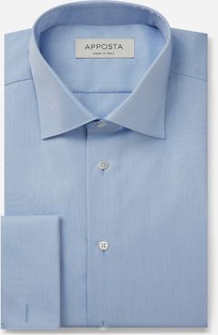 Camicia tinta unita azzurro 100% cotone wrinkle free oxford doppio ritorto, collo stile collo semifrancese, polso da gemelli