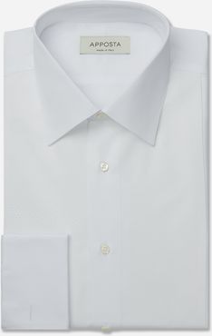 Camicia tinta unita bianco 100% puro cotone, collo stile collo italiano basso, polso da gemelli