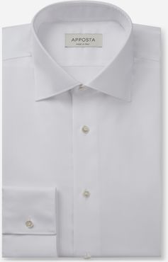 Camicia tinta unita bianco 100% puro cotone popeline doppio ritorto supima, collo stile collo semifrancese