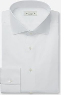 Camicia tinta unita bianco 100% puro cotone popeline doppio ritorto sea island, collo stile collo francese basso