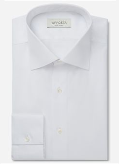 Camicia tinta unita bianco 100% puro cotone twill doppio ritorto, collo stile semifrancese