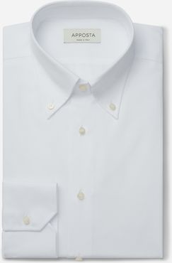 Camicia tinta unita bianco 100% puro cotone popeline doppio ritorto, collo stile collo button down