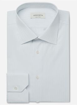 Camicia millerighe blu 100% puro cotone tela, collo stile collo italiano basso