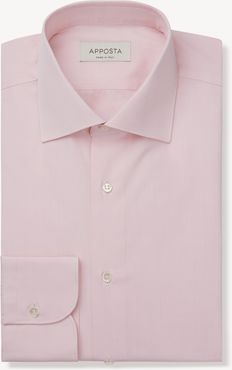 Camicia tinta unita rosa 100% puro cotone popeline doppio ritorto, collo stile collo semifrancese