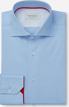 Camicia tinta unita azzurro 100% puro cotone oxford, collo stile collo francese basso