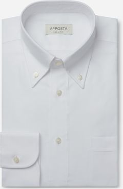 Camicia tinta unita bianco 100% puro cotone oxford, collo stile collo button down