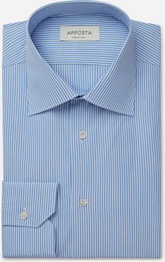 Camicia righe azzurro 100% puro cotone fil-a-fil, collo stile collo italiano formale