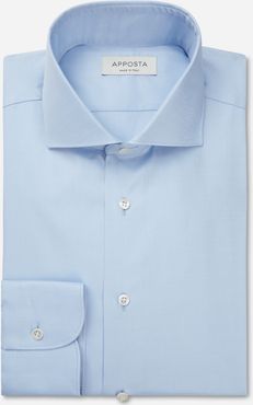 Camicia tinta unita azzurro 100% puro cotone pinpoint, collo stile collo italiano formale