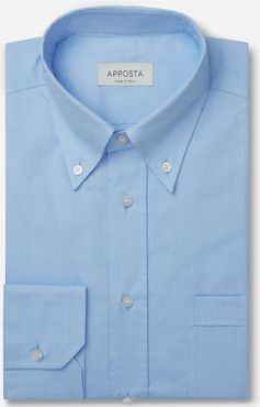 Camicia tinta unita azzurro 100% puro cotone pinpoint, collo stile collo button down