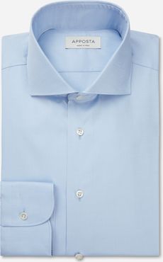 Camicia tinta unita azzurro 100% puro cotone twill doppio ritorto, collo stile collo francese basso