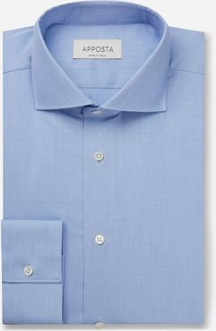 Camicia tinta unita azzurro 100% cotone stiro facile popeline, collo stile collo francese basso