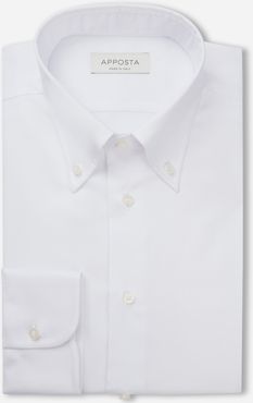 Camicia tinta unita bianco 100% cotone stiro facile dobby, collo stile collo button down