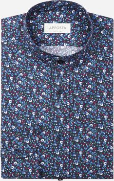 Camicia disegni a fiori multi 100% puro cotone popeline, collo stile collo alla coreana