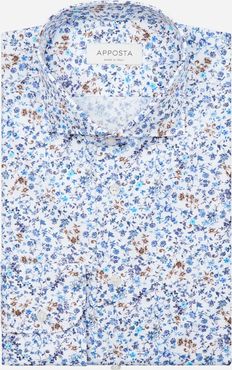Camicia disegni a fiori multi 100% puro cotone popeline, collo stile collo francese basso