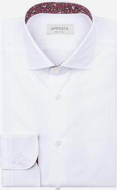 Camicia tinta unita bianco 100% puro cotone popeline doppio ritorto, collo stile collo francese aggiornato a punte corte