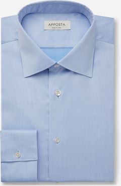 Camicia tinta unita azzurro 100% puro cotone popeline giza 87, collo stile collo italiano formale