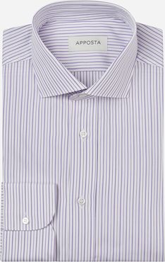 Camicia righe viola 100% puro cotone popeline, collo stile collo francese aggiornato a punte corte