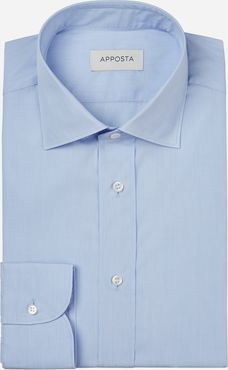 Camicia tinta unita azzurro 100% puro cotone twill doppio ritorto, collo stile collo semifrancese