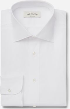 Camicia tinta unita bianco 100% cotone anti-macchia twill doppio ritorto oekotex, collo stile collo francese aggiornato a punte corte