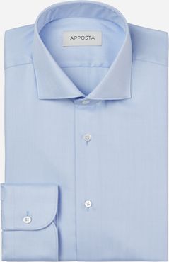 Camicia tinta unita azzurro 100% cotone anti-macchia spinato doppio ritorto oekotex, collo stile collo francese aggiornato a punte corte