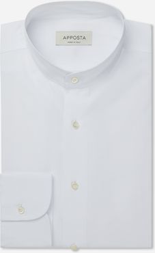 Camicia tinta unita bianco 100% puro cotone popeline viroformula, collo stile collo alla coreana