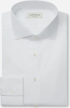 Camicia tinta unita bianco 100% puro cotone popeline doppio ritorto giza 87, collo stile collo francese basso