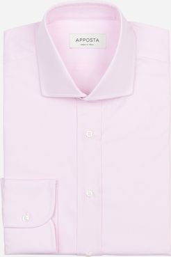 Camicia tinta unita rosa 100% puro cotone pinpoint, collo stile collo francese aggiornato a punte corte