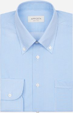 Camicia disegni a fantasia azzurro 100% puro cotone popeline, collo stile collo button down