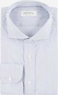 Camicia millerighe blu stretch popeline giza 87, collo stile collo francese basso