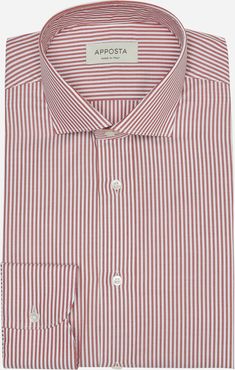 Camicia righe rosso 100% puro cotone pinpoint doppio ritorto, collo stile collo francese aggiornato a punte corte