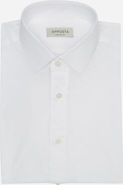 Camicia tinta unita bianco 100% puro cotone jersey doppio ritorto, collo stile collo italiano aggiornato a punte corte