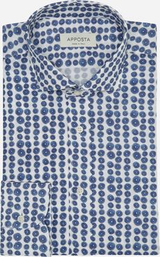 Camicia disegni blu 100% puro cotone giro inglese doppio ritorto, collo stile collo francese aggiornato a punte corte