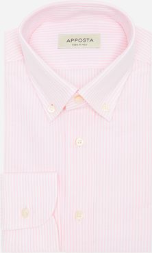 Camicia righe rosa 100% puro cotone oxford supima, collo stile collo button down piccolo