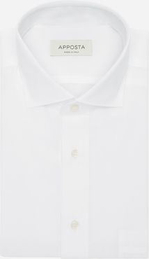 Camicia tinta unita bianco cotone bamboo popeline, collo stile collo francese aggiornato a punte corte
