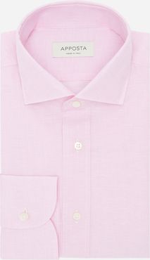 Camicia tinta unita rosa cotone lino popeline lino normandia, collo stile collo francese aggiornato a punte corte