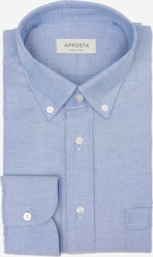 Camicia tinta unita blu 100% puro cotone oxford supima, collo stile collo button down piccolo